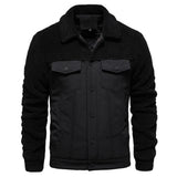 AIOPESON Men's Winter Warm Thick Sherpa Fleece Jacket Patchwork Fur Collar Fashion Casual Work Jackets for Men