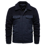 AIOPESON Men's Winter Warm Thick Sherpa Fleece Jacket Patchwork Fur Collar Fashion Casual Work Jackets for Men