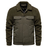 AIOPESON Men's Winter Warm Thick Sherpa Fleece Jacket Patchwork Fur Collar Fashion Casual Work Jackets for Men